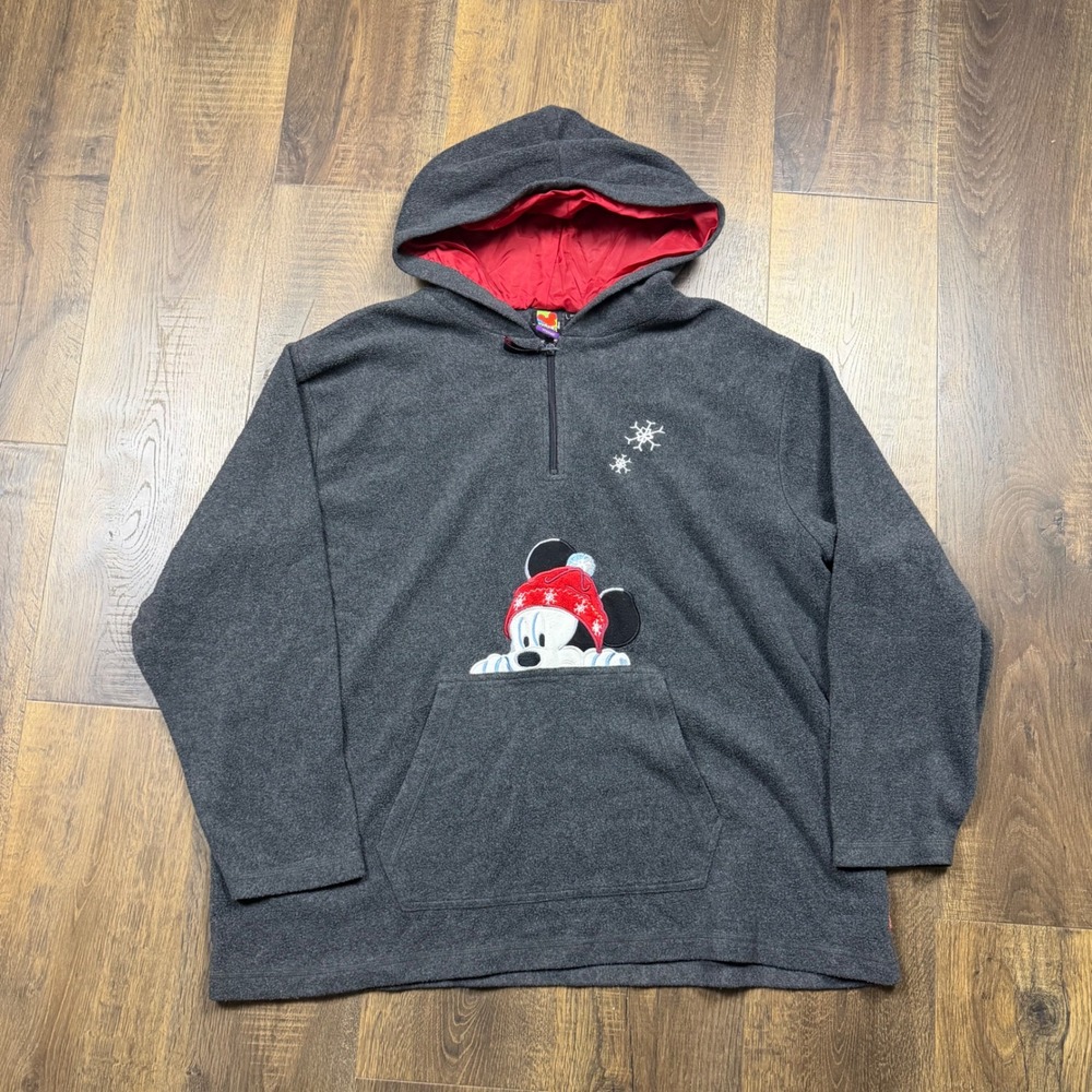 Mickey Unlimited Woman Fleece Hoodie Gray Mickey Mouse Winter Hat 26W/28W Plus